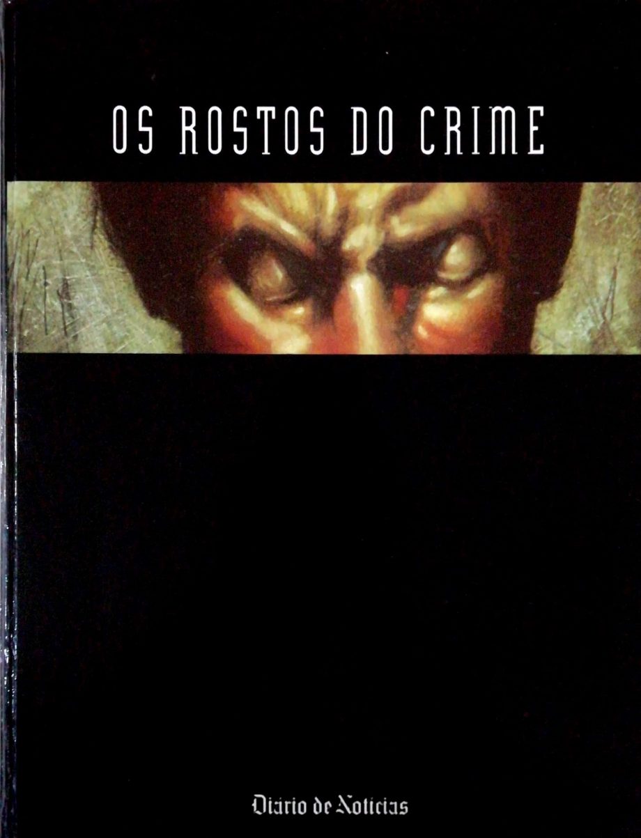 Capa dura com ilustração de um Rosto do Crime